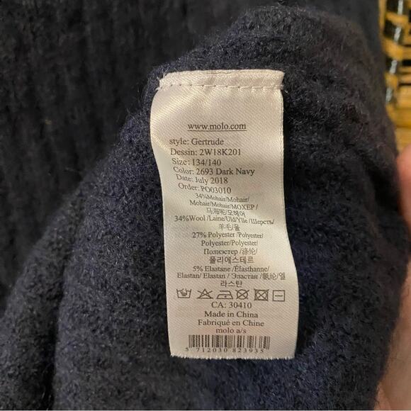 Molo Women's Navy Turtleneck Sweater Gertrude wool mohair blend danish scandi S - Picture 7 of 9